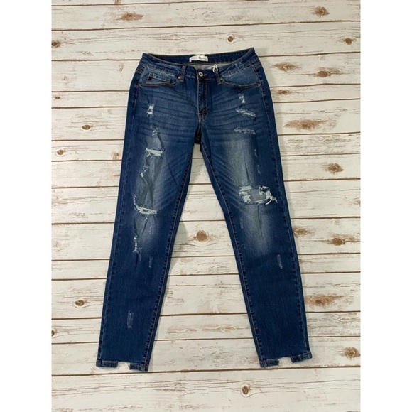 Vici Dolls Distressed Blue Skinny Jeans - Picture 1 of 6